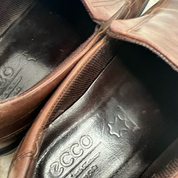 Mens Ecco brown leather slip on loafers casual dress shoe size 43 - Picture 5 of 7